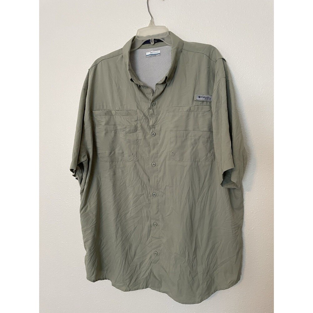 Columbia Men's PFG Tamiami II Short Sleeve Beige green Size XL